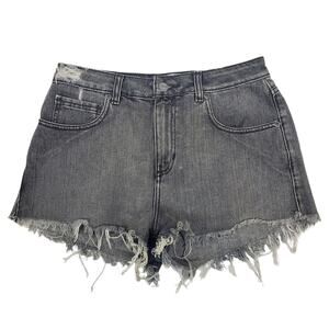 RVCA Women's Gray High Waist Cut Off Jean Denim Shorts Size 28 / 6